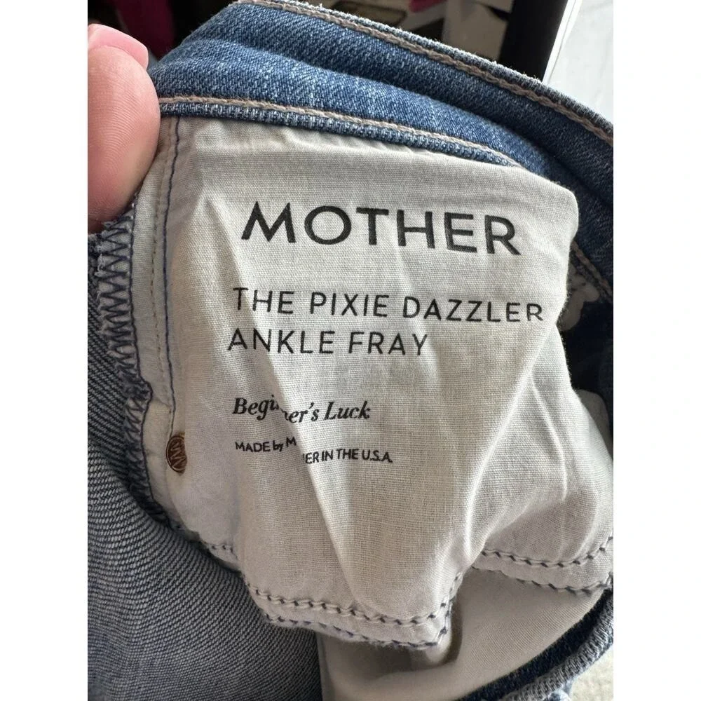 MOTHER Women's Beginers Luck The Pixie Dazzler Ankle Fray Jeans Size 25